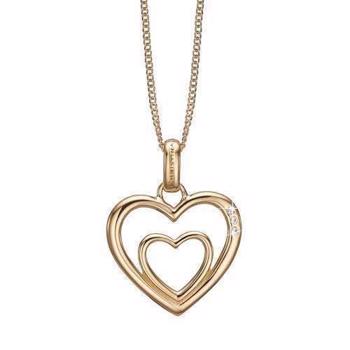 Christina Collect gullbelagt sterling sølv To åpne hjerter To åpne hjerter inni hverandre, med 4 hvite topas, modell 680-G03